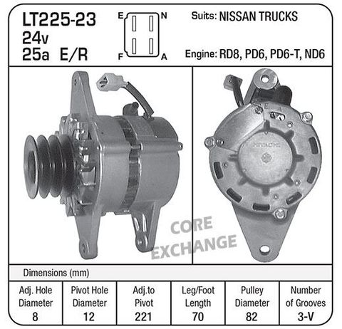 ALTERNATOR HITACHI 24V 25A 3V PULLEY