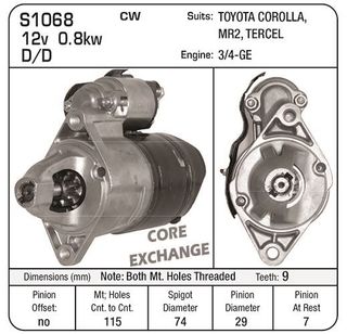 STARTER 3/4-GE TOYOTA P/E