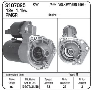 STARTER VW 9TH 1.1KW