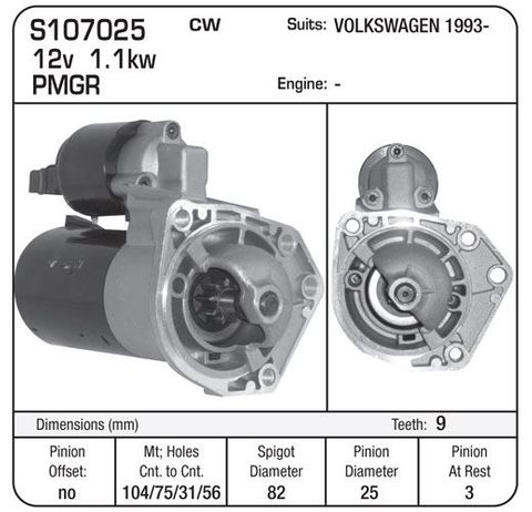 STARTER VW 9TH 1.1KW