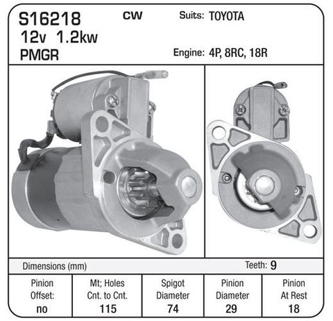 STARTER P/E TOYOTA 4P 8RC 18R