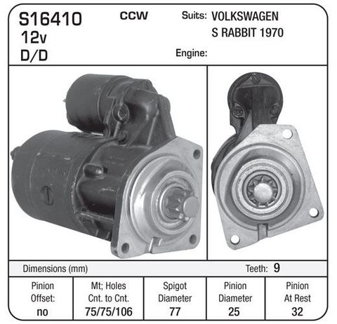 STARTER 12V BOSCH VW 1970,S  RABBIT