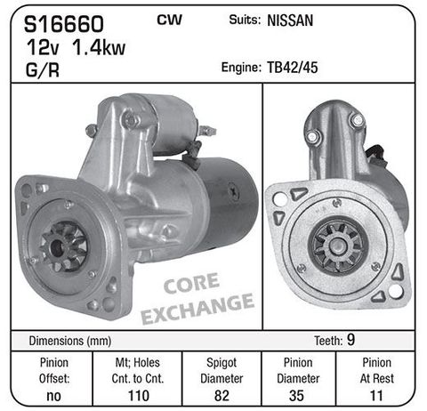 STR  HIT G/R 12V 9TH 35MM TB42 NISSAN
