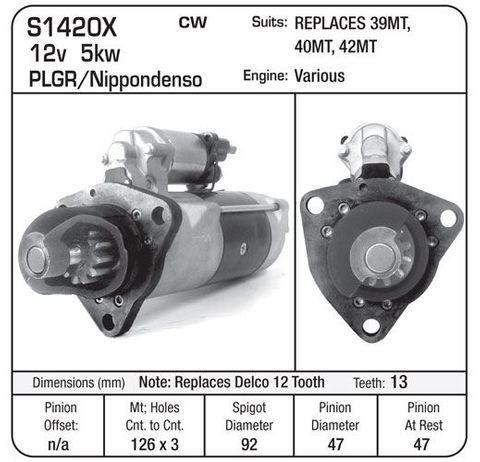 ND PMGR STR 12V 5.0KW RPL 12TH DELCO