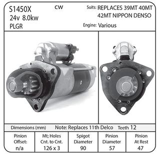 ND  STR 12TH,24V 8.0KW  PLNTRY,  REP 11TH DELCO