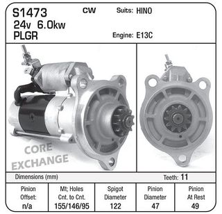 STARTER HINO K SERIES 24V  6KW AM