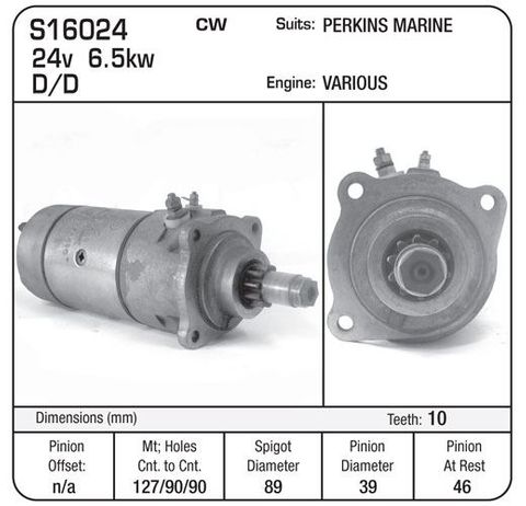 STARTER 24V 10TH CA45 CW INS EARTH