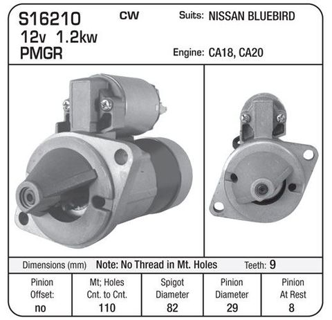 STR 1.2KW PMGR  NISSAN 9TH NO THREAD