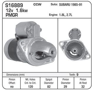 STARTER MITSI SUBARU 1985-96 9TH