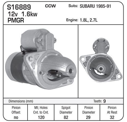 STARTER MITSI SUBARU 1985-96 9TH