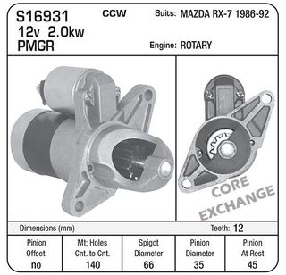 STARTER MAZDA RX7 1986-92