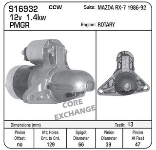 STARTER MAZDA RX7 1986-92