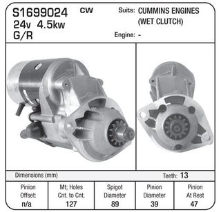 STARTER CUMMINS  B 24V G/R WET