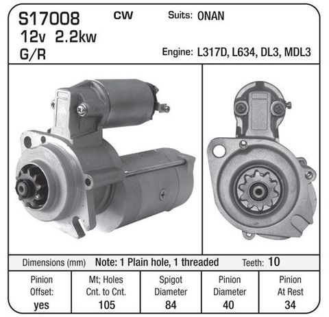 STARTER ONAN 12V G/R