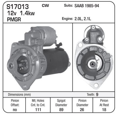 STARTER BOSCH PMGR SAAB 85-94