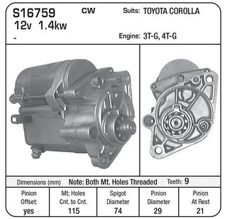 STARTER ND 9TH CW COROLLA