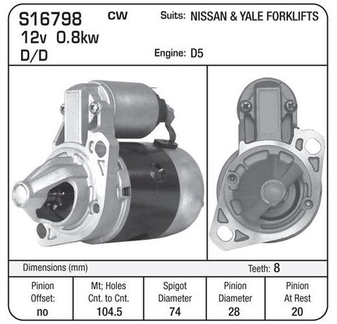 STARTER YALE FORKLIFT 8TH D/D