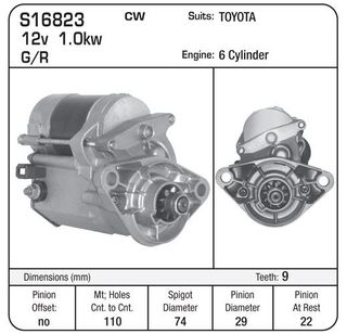STARTER 12V 9TH G/R TOY 6CYL.