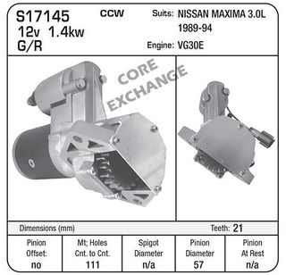 STR. 12V 1.4KW 21TH NISSAN MAXIMA VG30 3L 1989-94