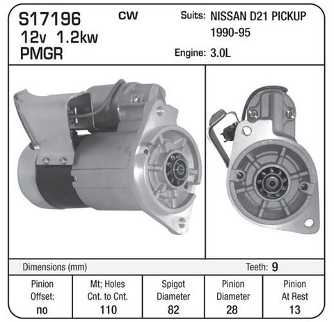 STR.12V 1.4KW NISSAN PIKUP D21 3L1990-95 VG30