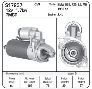 STARTER BMW / LOMBARDINI 1.7KW PMGR