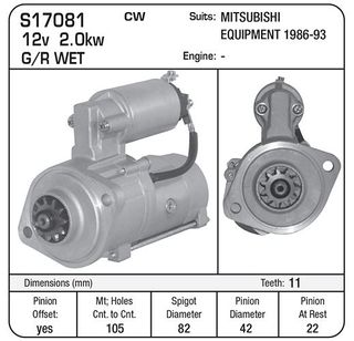 STARTER 12V 11TH MITSI G/R WET