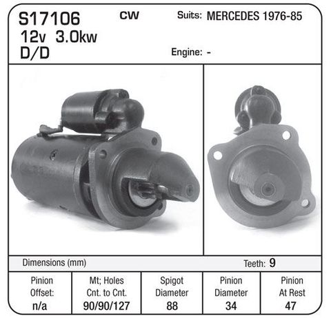 STARTER 12V 3KW BOSCH MERC TRUCK