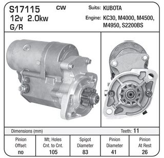 STARTER KUBOTA 2KW 11TH