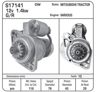 STARTER MITSUBISHI 15TH TRACTOR