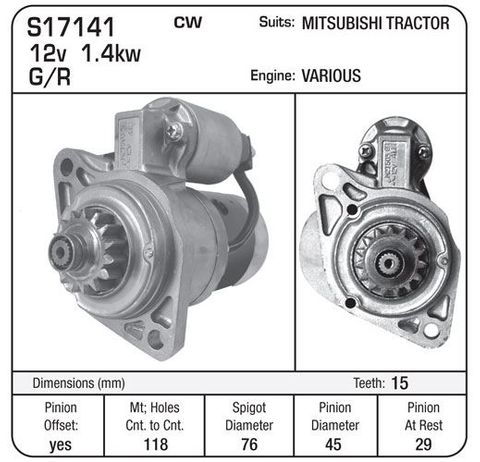 STARTER MITSUBISHI 15TH TRACTOR