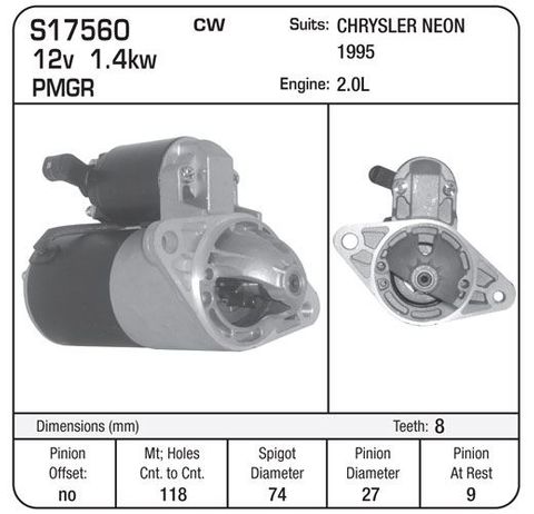 STARTER 12V PMGR CHRYSLER