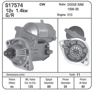 DODGE RAM PICKUPS 8.0L 1996-98  STARTER
