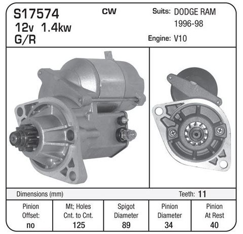 DODGE RAM PICKUPS 8.0L 1996-98  STARTER