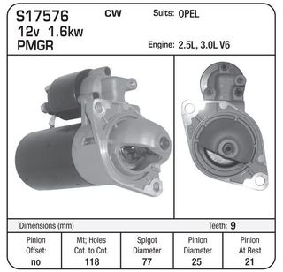 STR - SUIT OPEL/SAAB V6  9TOOTH 1.4KW