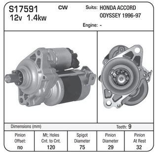 STARTER  HONDA 96-97 A/T ACCORD ODYSSEY