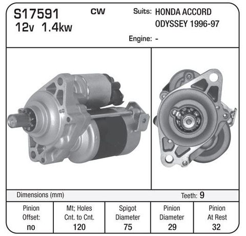 STARTER  HONDA 96-97 A/T ACCORD ODYSSEY
