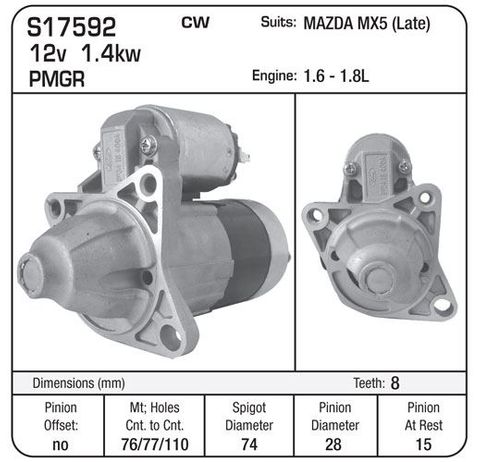 STARTER 12V PMGR LATE MAZDA 8TH