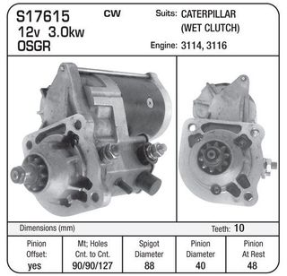 STARTER 12v  DENSO 3KW SUIT CATERPILLAR