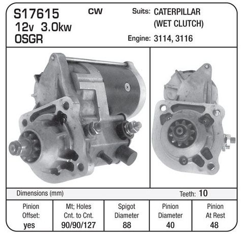 STARTER 12v  DENSO 3KW SUIT CATERPILLAR
