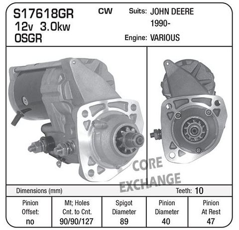 STARTER 12V 4.8KW ND J.DEERE & CAT