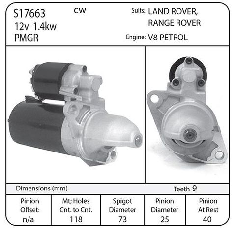 STARTER ROVER V8  PLANETARY