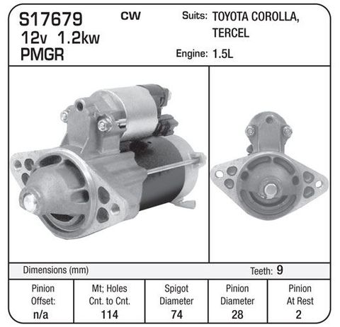 TOYOTA TERCEL STARLET 1.5L 96-99 12V 1.2KW