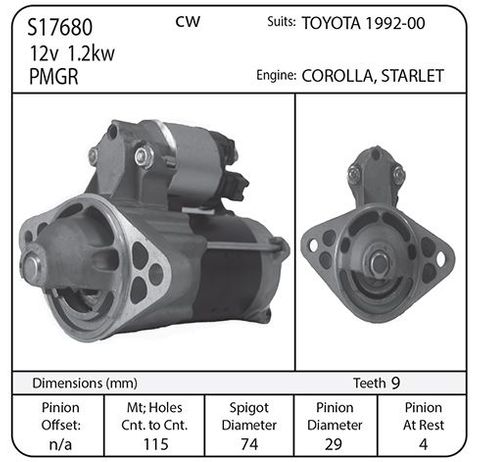 TOYOTA 1.5L  12V 1.2 KW 9TH