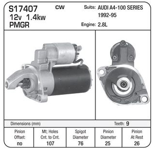 STARTER AUDI 92-95 A4-100 SERIES