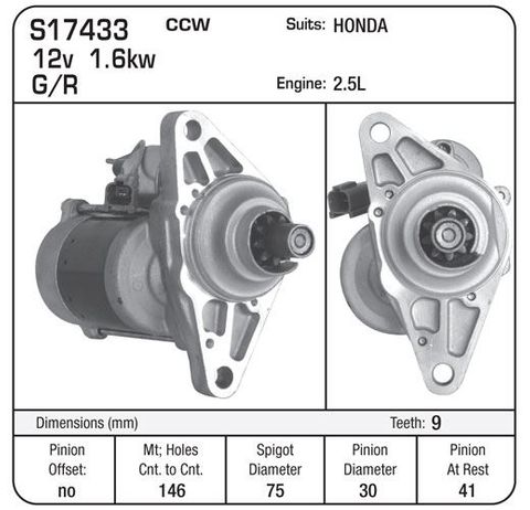 STARTER 12V HONDA CCW MITSUBA