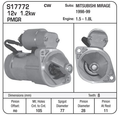 STARTER MIT PMGR MIRAGE 98-2002