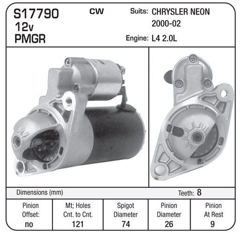 STARTER,CHRYS, NEON 00-04 PMGR