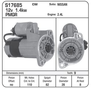 STARTER NISSAN 2.4L PICKUP AUTO TRANS