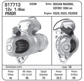 STARTER NISSAN LATE MAXIMA CEFIRO VQ20 VQ25 VQ30 PMGR 10TH