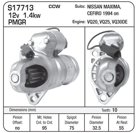 STARTER NISSAN LATE MAXIMA CEFIRO VQ20 VQ25 VQ30 PMGR 10TH